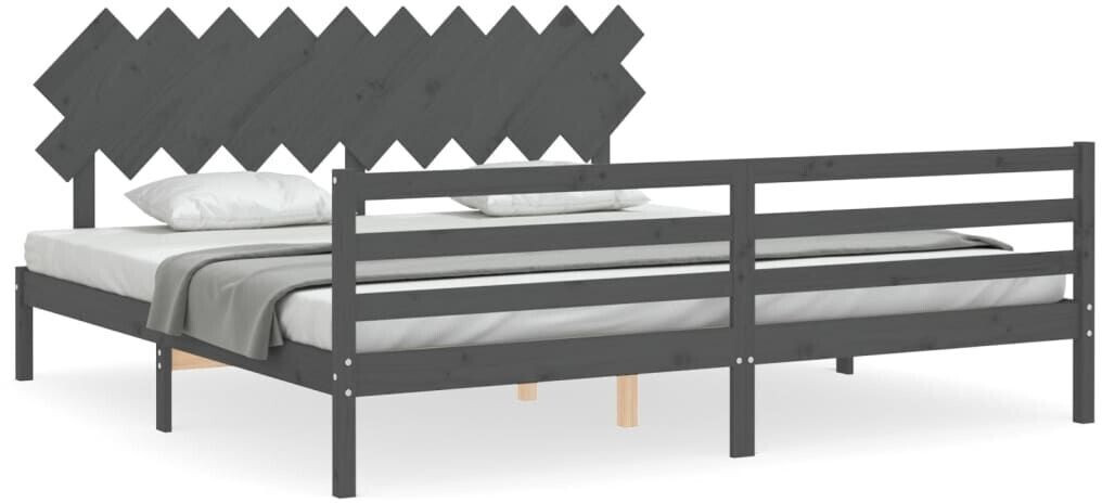 vidaXL Solid wood bed with headboard 200x200cm (3195308)