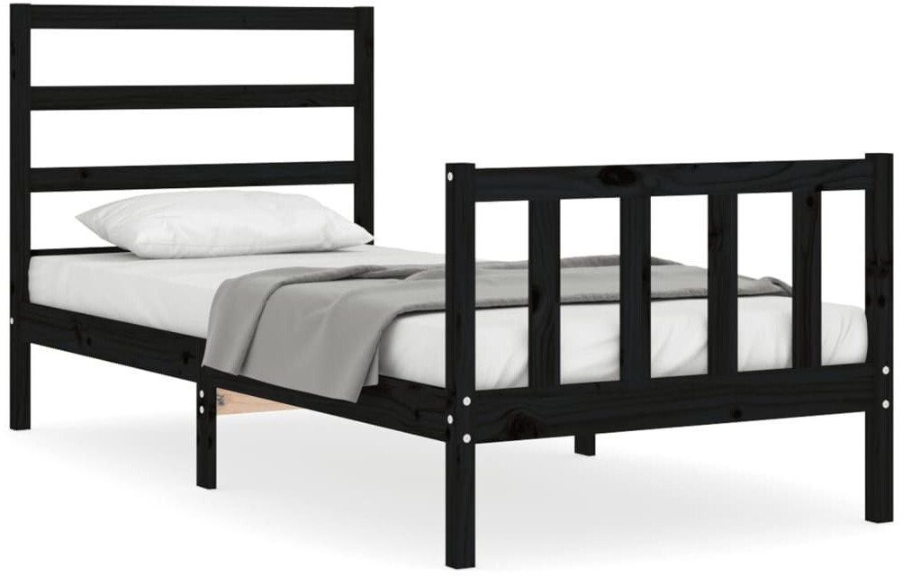 vidaXL Solid wood bed with headboard 90x190cm (3191875)