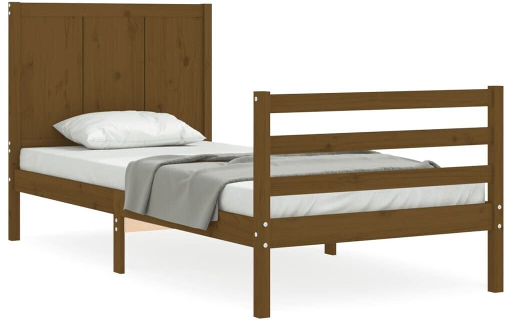 vidaXL Solid wood bed with headboard 90x200cm (3194494)