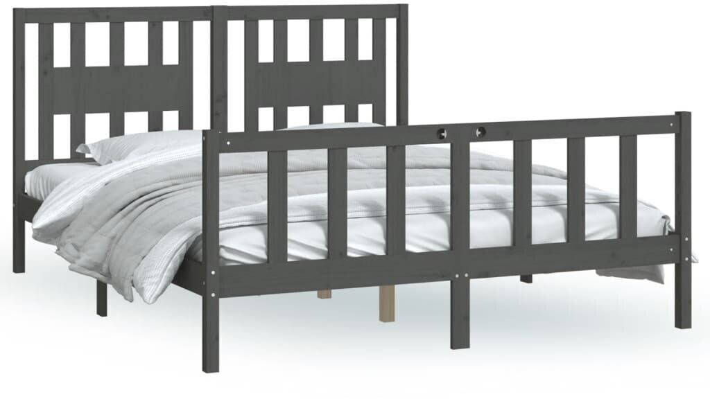 vidaXL Solid wood bed with headboard pine 150x200cm (3188173)
