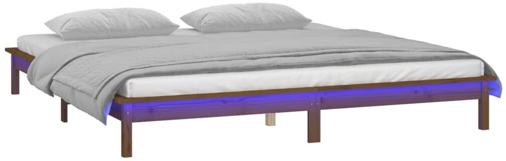 vidaXL Solid wood bed with LEDs 140x190cm (820654)