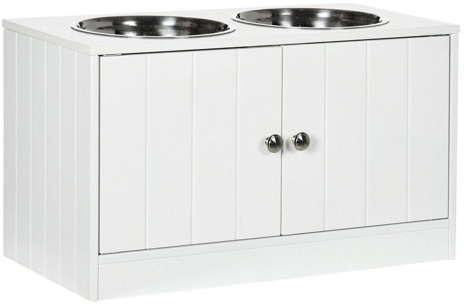 Pawhut Gamelles chiens surélevées 60 x 30 x 35,5 cm blanc (D08-040V00WT)
