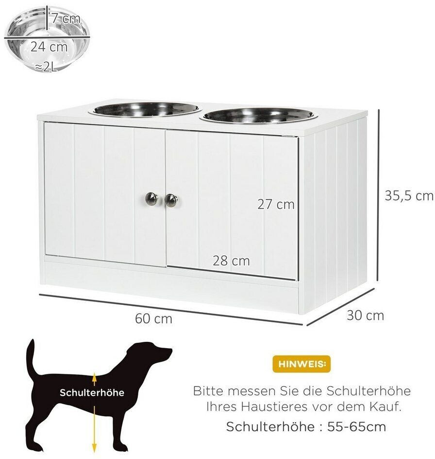 Pawhut Gamelle double pour chien blanc Pawhut Gamelle double pour chien blanc