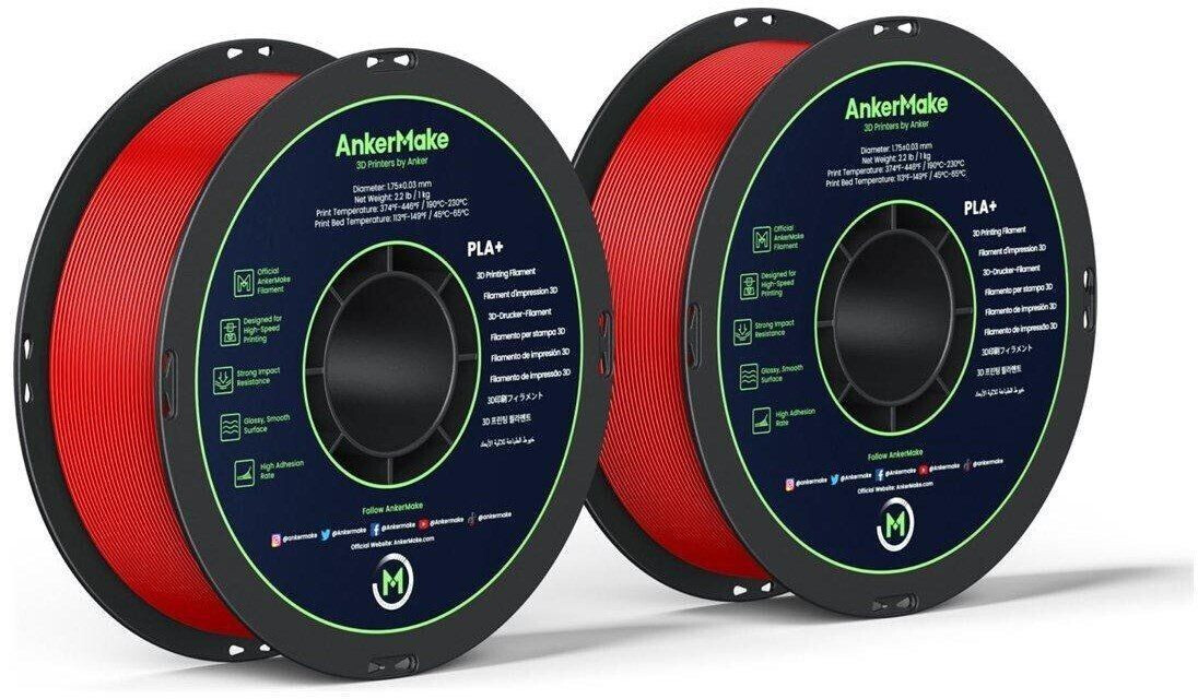 AnkerMake PLA+ Filament 1.75mm 1kg Red 2 Pack