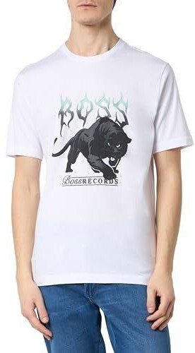 Hugo Boss T-Shirt with Label-Print Pantera white
