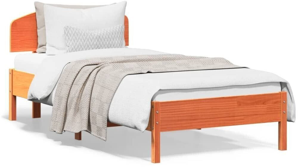 vidaXL Solid wood bed with headboard pine 100x200cm (3207220)
