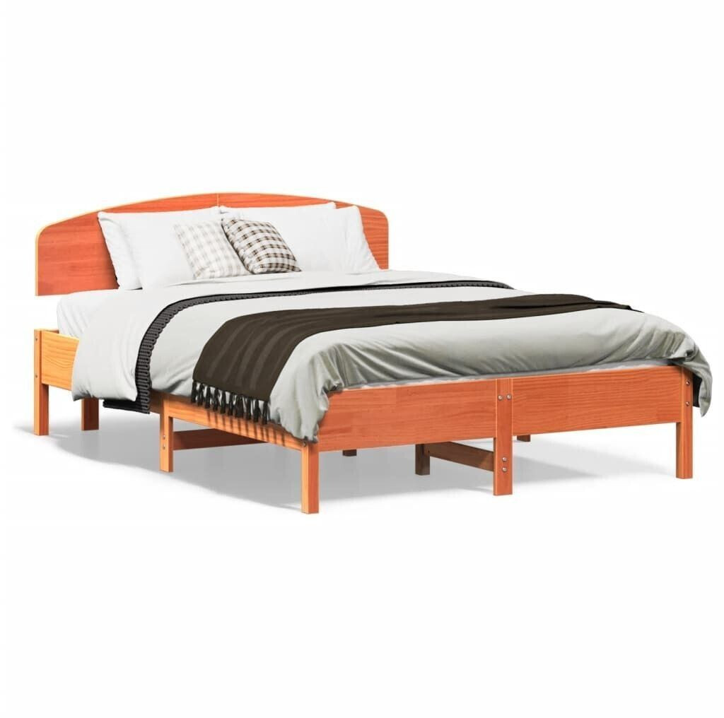 vidaXL Solid wood bed with headboard pine 120x190cm (3207236)