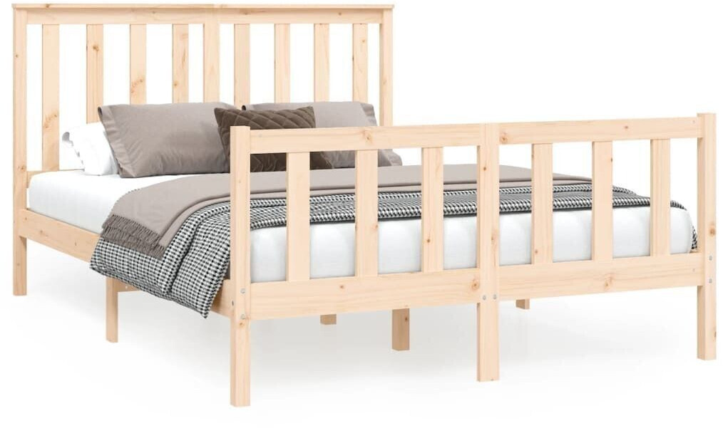 vidaXL Solid wood bed with headboard pine 120x200cm (3188201)