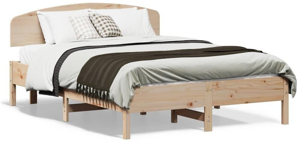 vidaXL Solid wood bed with headboard pine 135x190cm (3207229)