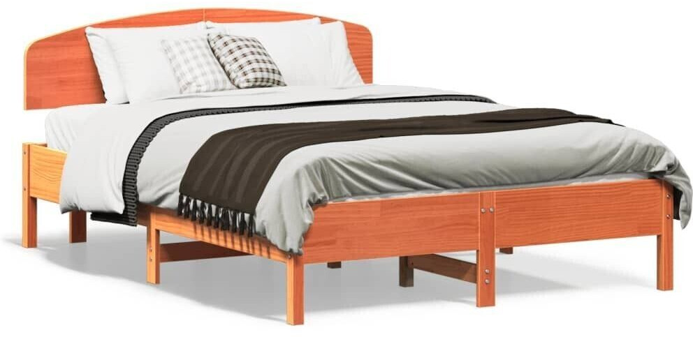 vidaXL Solid wood bed with headboard pine 135x190cm (3207232)