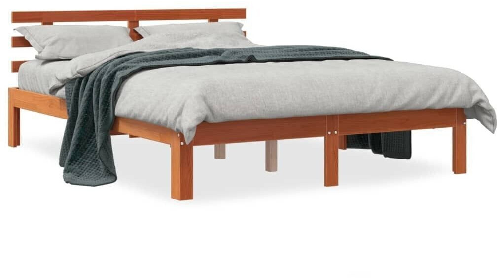 vidaXL Solid wood bed with headboard pine 140x200cm (844274)