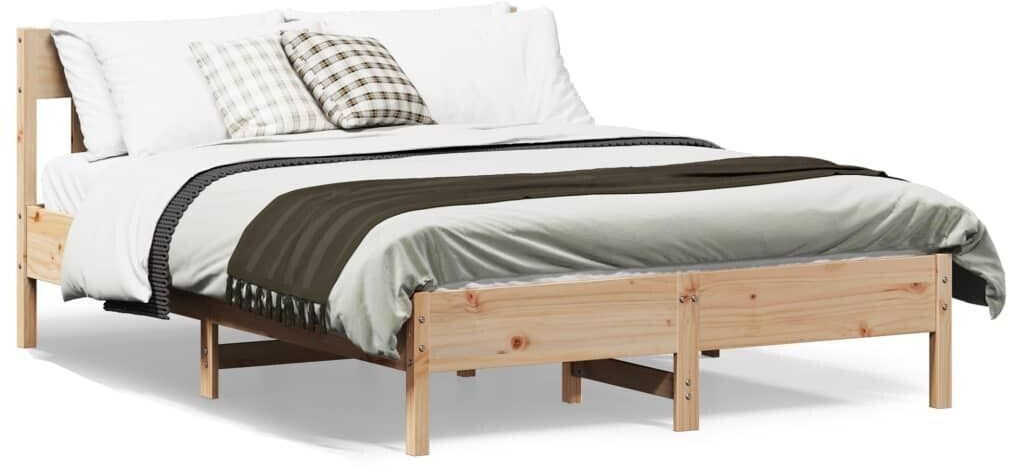 vidaXL Solid wood bed with headboard pine 160x200cm (3216206)