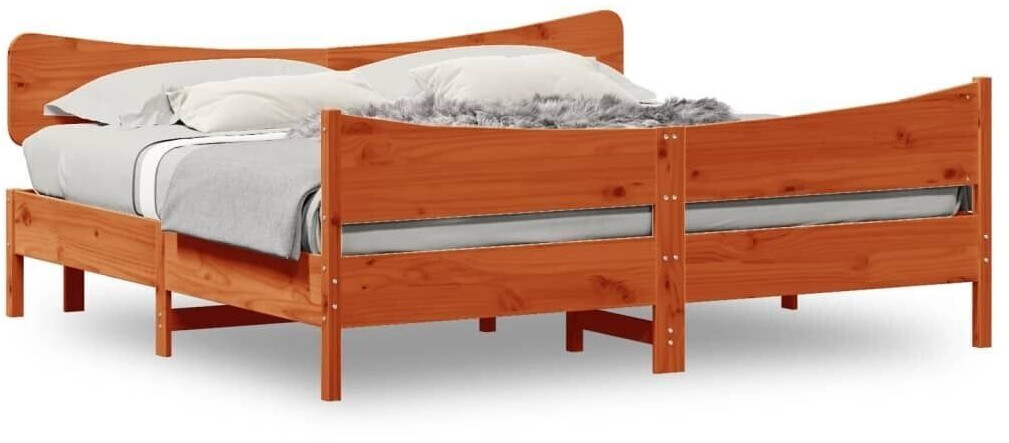 vidaXL Solid wood bed with headboard pine 180x200cm (3216374)