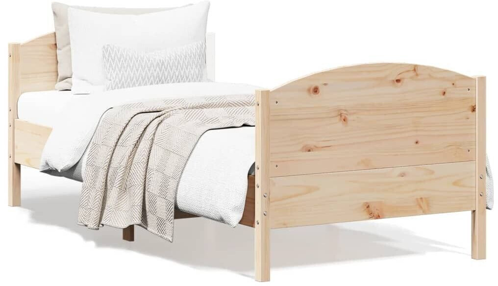 vidaXL Solid wood bed with headboard pine 75x190cm (842574)