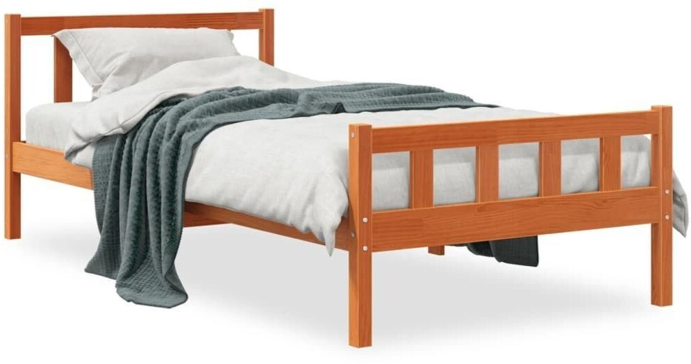 vidaXL Solid wood bed with headboard pine 90x190cm (844390)