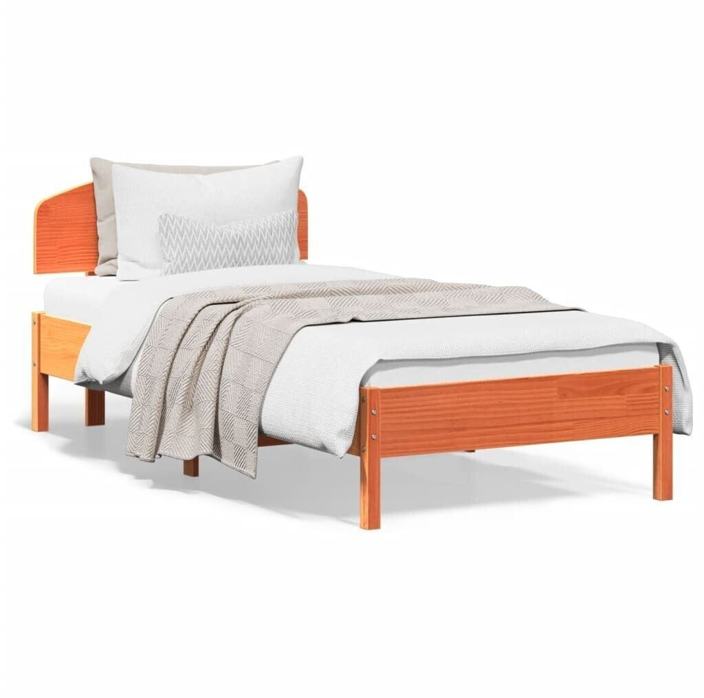 vidaXL Solid wood bed with headboard pine 90x200cm (3207224)