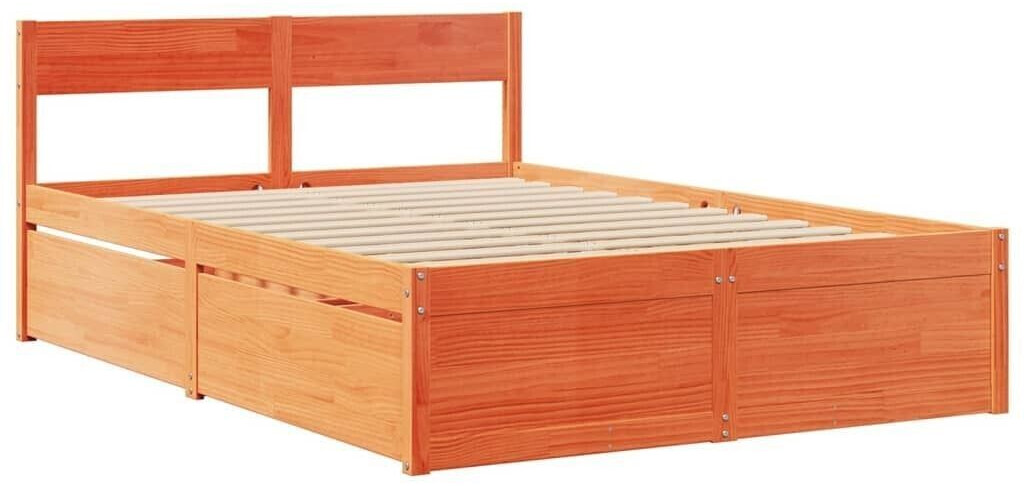 vidaXL Solid wood bed with drawers pine 120x190cm (3282362)