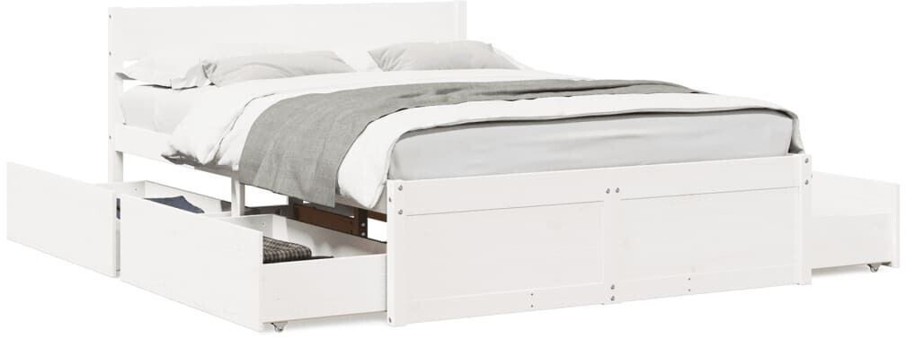 vidaXL Solid wood bed with drawers pine 140x190cm (3282355)