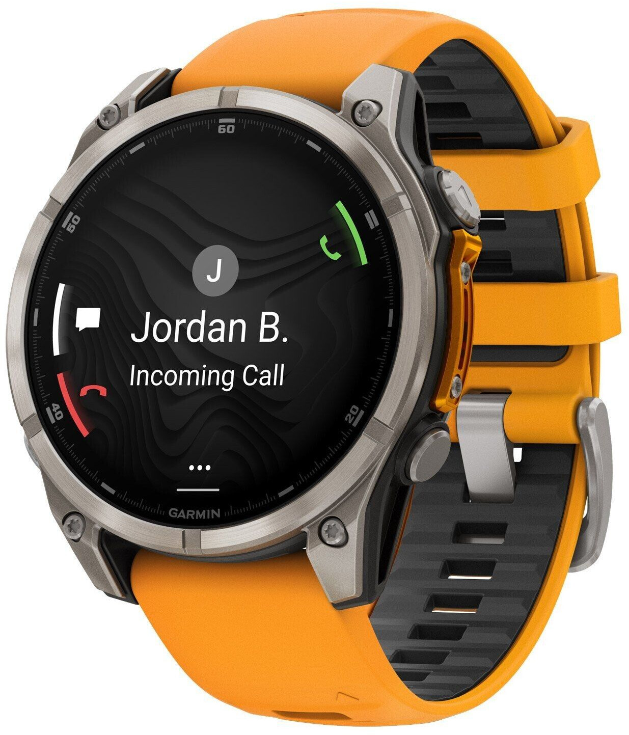 Garmin fenix® 8 47mm AMOLED Titanium Spark orange/graphite silicone band