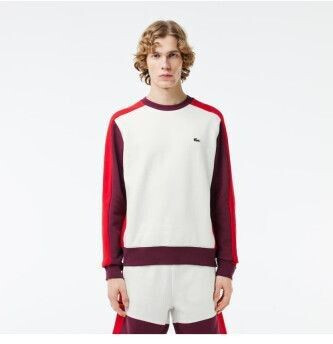 Lacoste Brushed Fleece Colourblock Jogger Sweatshirt (SH1299) flour/red/spleen