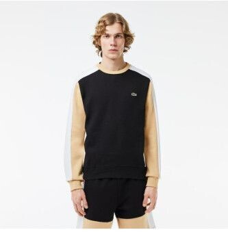 Lacoste Brushed Fleece Colourblock Jogger Sweatshirt (SH1299) black/flour/croissant