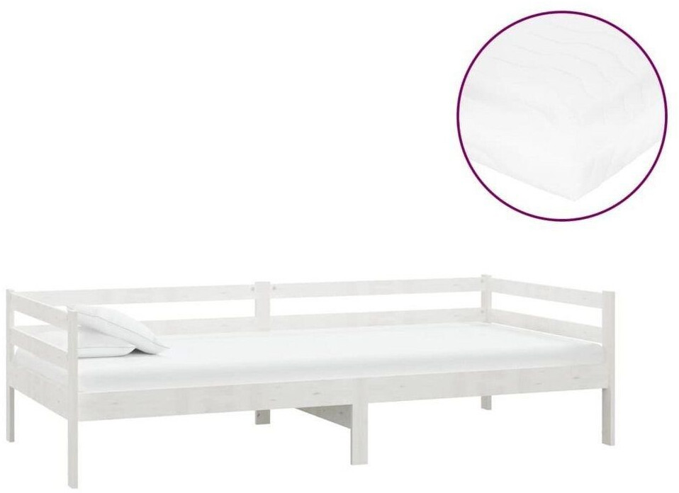 vidaXL Day bed with mattress solid pine wood 90x200cm (3083565)