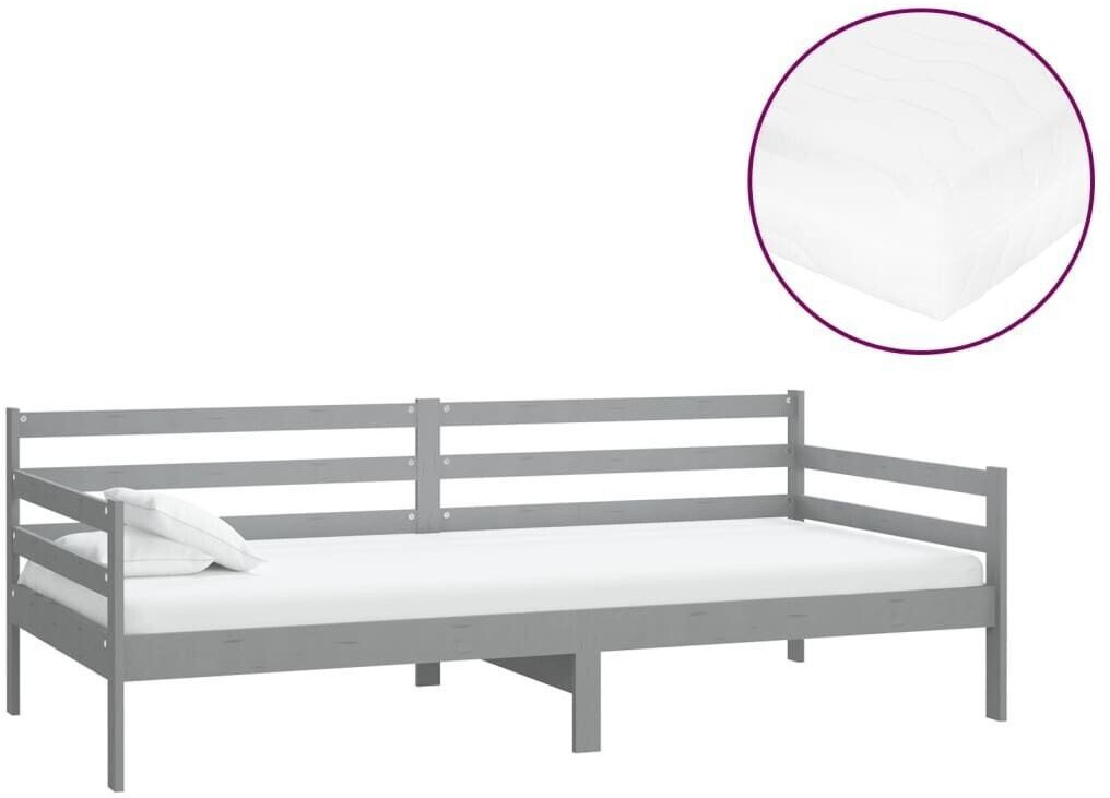 vidaXL Day bed with mattress solid pine wood 90x200cm (3083586)