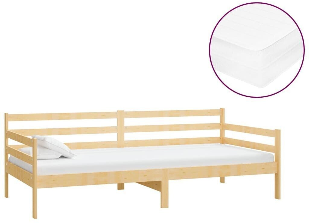 vidaXL Day bed with mattress solid pine wood 90x200cm (3083594)