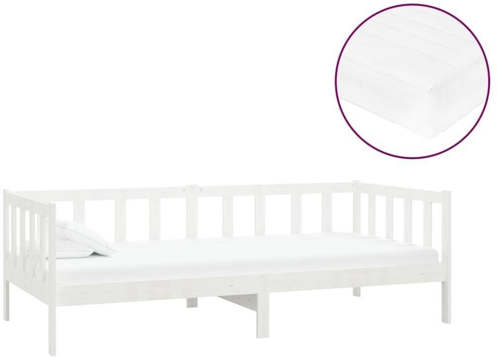 vidaXL Day bed with mattress solid pine wood 90x200cm (3083605)