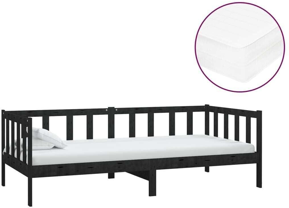 vidaXL Day bed with mattress solid pine wood 90x200cm (3083623)