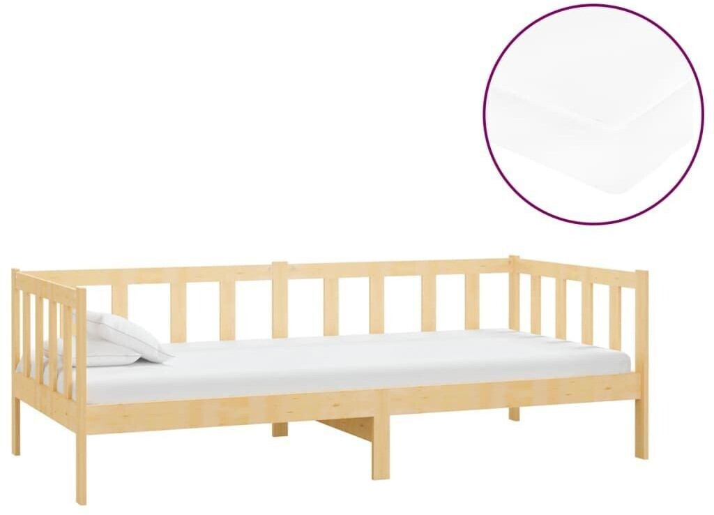 vidaXL Day bed with mattress solid pine wood 90x200cm (3083624)