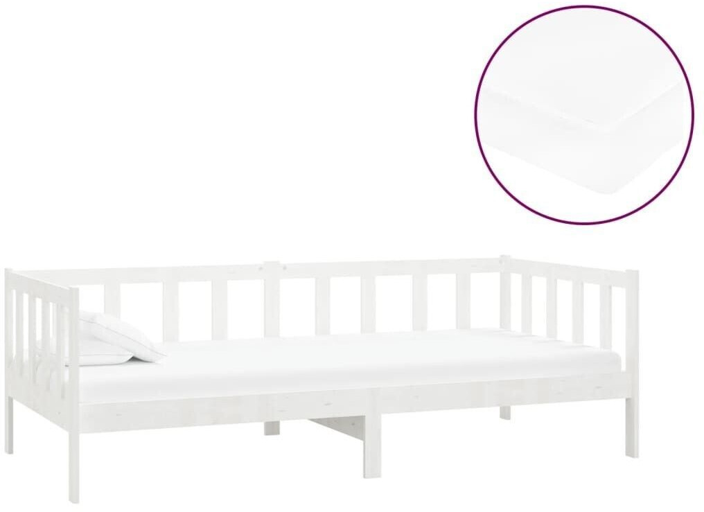 vidaXL Day bed with mattress solid pine wood 90x200cm (3083625)