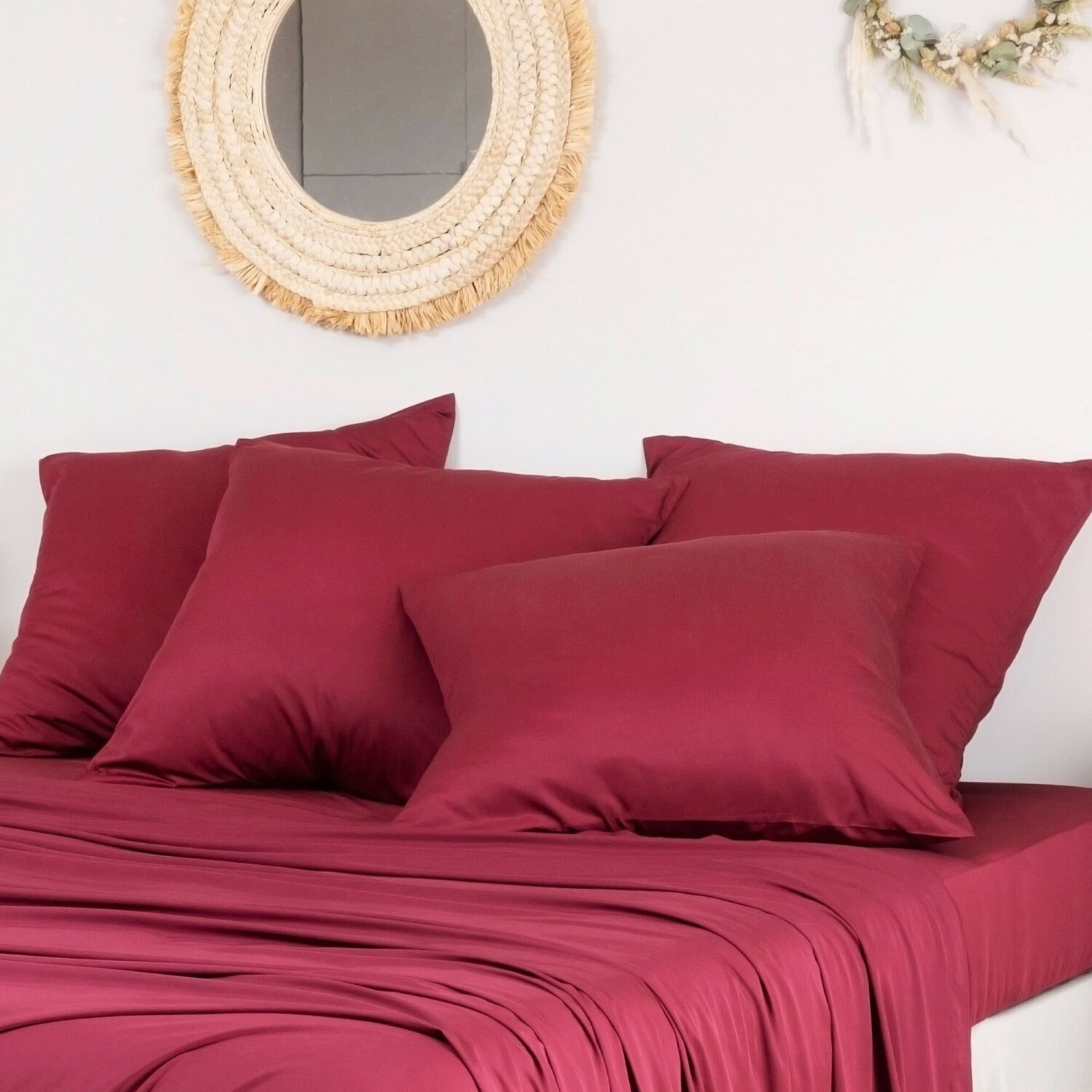 Bambaw Set of 2 cushion covers 80x80 cm burgundy