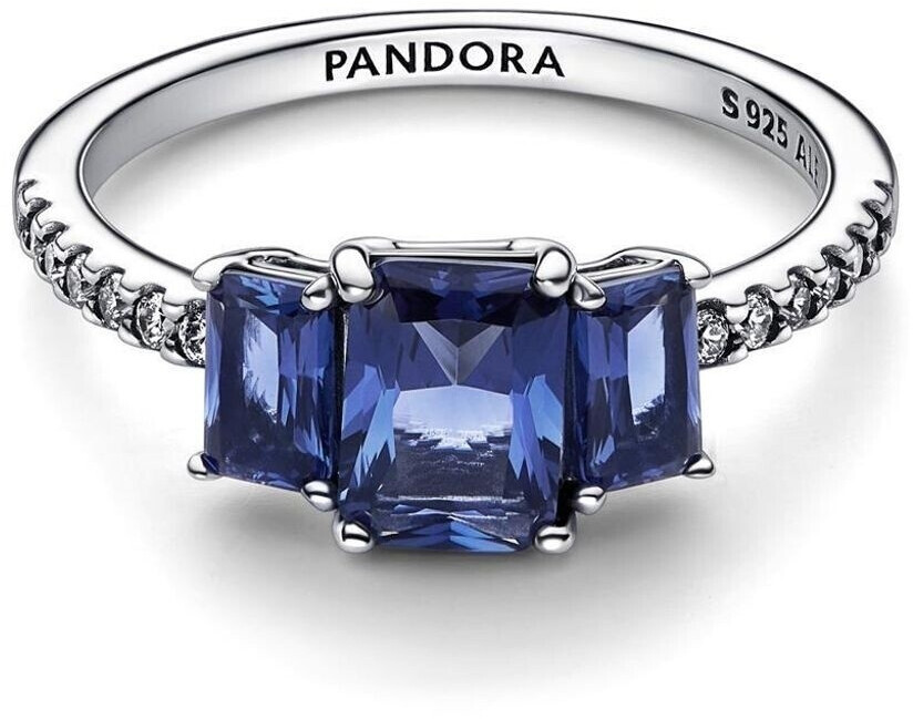 Pandora Blue Rectangular Three Stone Sparkling Ring (192389C01)