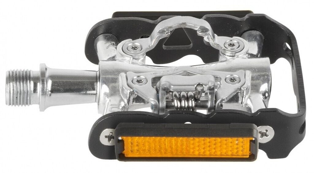 M-WAVE Pedali Antiscivolo Steady A8 In Lega - 95x70 Mm Con Gomma Nera, Riflettori E Asse Acciaio 9/16 - Omologazione Tedesca