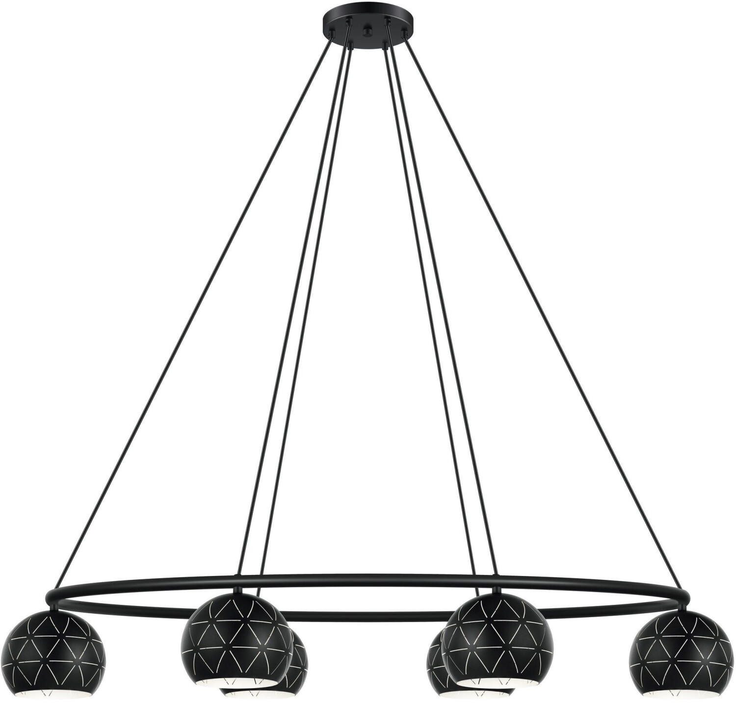 Eglo Cantallops pendant lamp, black, white, metal, round 52x110x115 cm