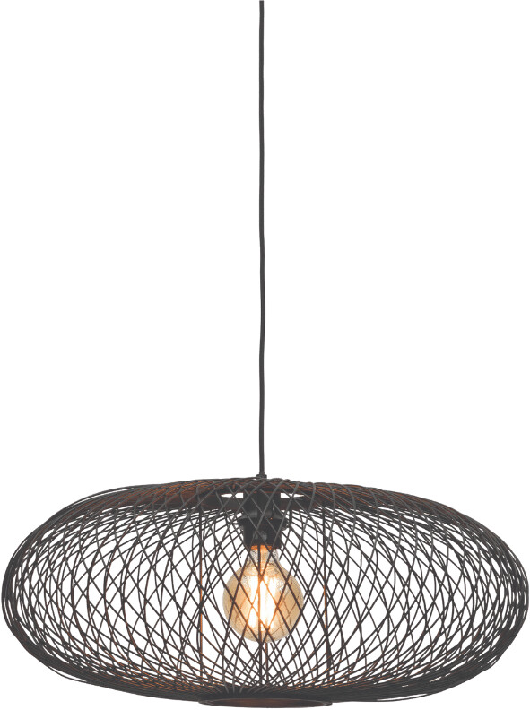Good&Mojo Hanging lamp Good&Mojo, black, natural materials round 40 cm