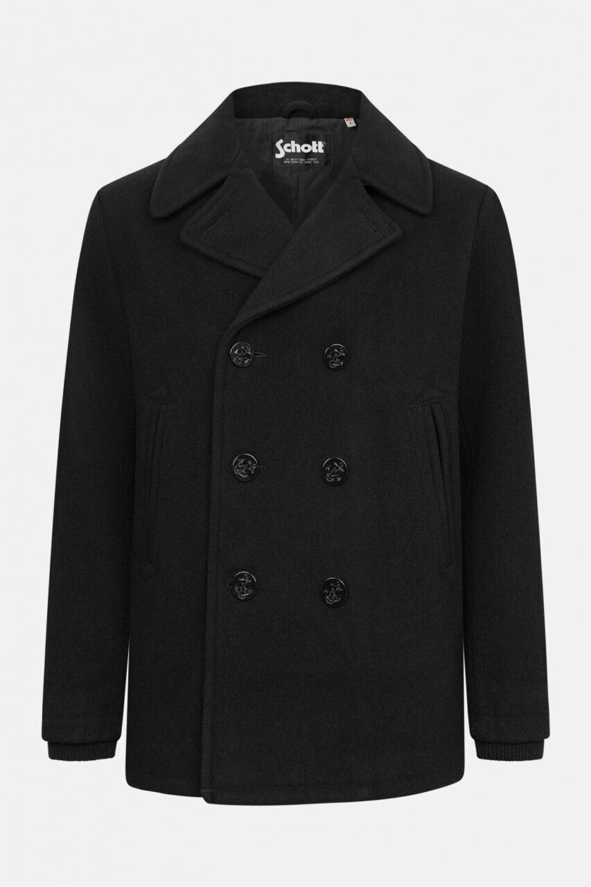 Schott N.Y.C. Seacoat Caban Pea Coat Jacket black