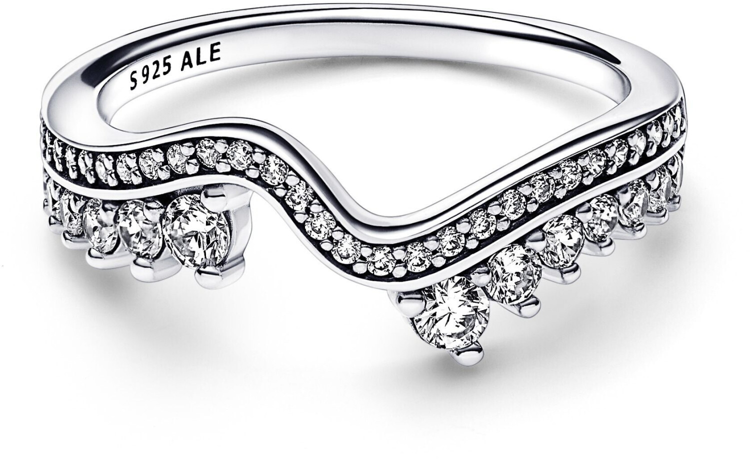 Pandora Sparkling Asymmetric Wave Ring (192543C01)