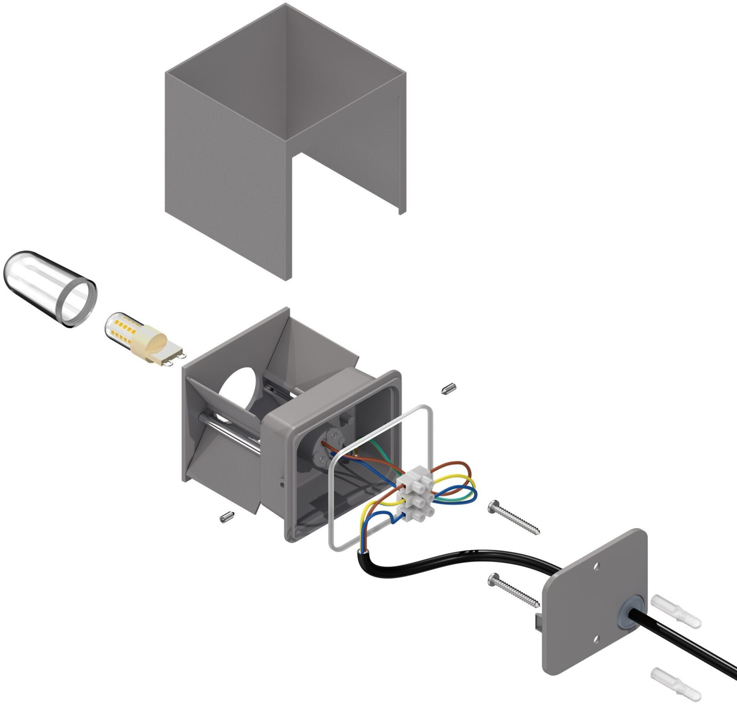 ledscom.de Wall light CUBEL IP65, up-/downlight, motion detector, matt dark gray, square, 1x G9 max. 10W
