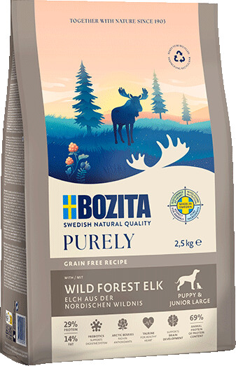 Bozita Purely Grain Free Wild Forest Elk Puppy & Junior Large Dry Dog Food 2.5kg