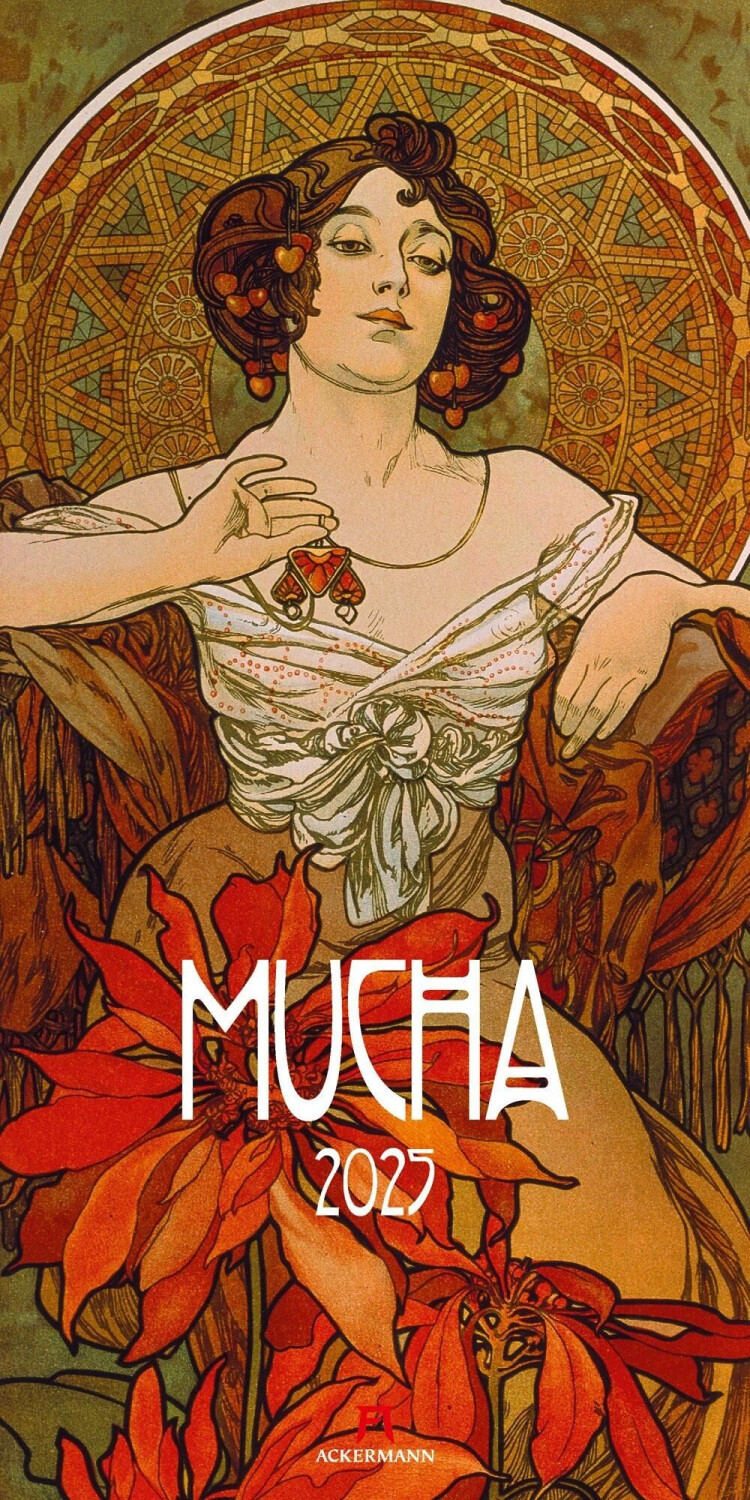 Ackermann Alfons Mucha Kalender 2025 33x66cm (German)