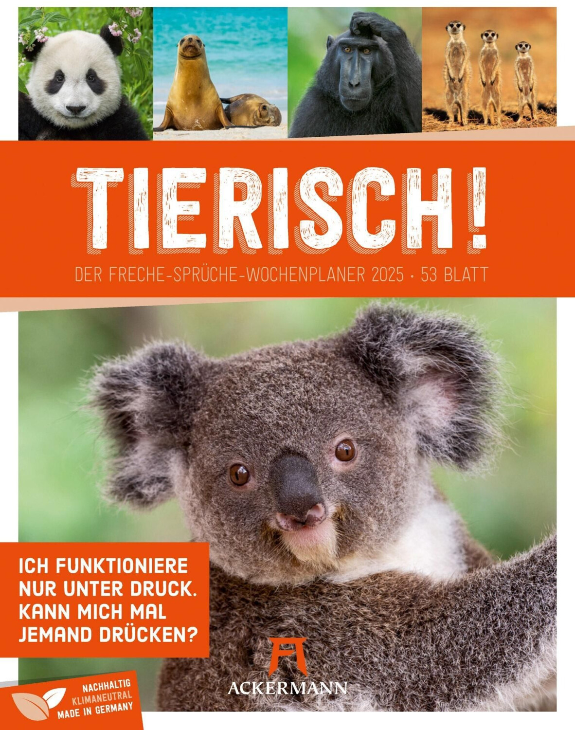 Ackermann Tierisch! Sprüchekalender Wochenplaner 2025 (German)