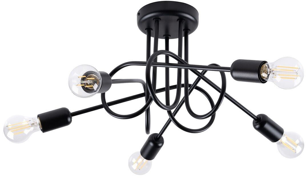 Sollux SL.1435 Ceiling light LOOP 5 E27 5 x max.15W LED steel black W:55cm H:35cm