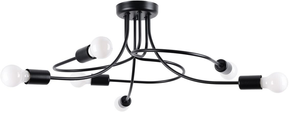Sollux SL.1456 Ceiling light LEVAR 6 E27 6 x max.15W LED steel black W:66cm H:29cm