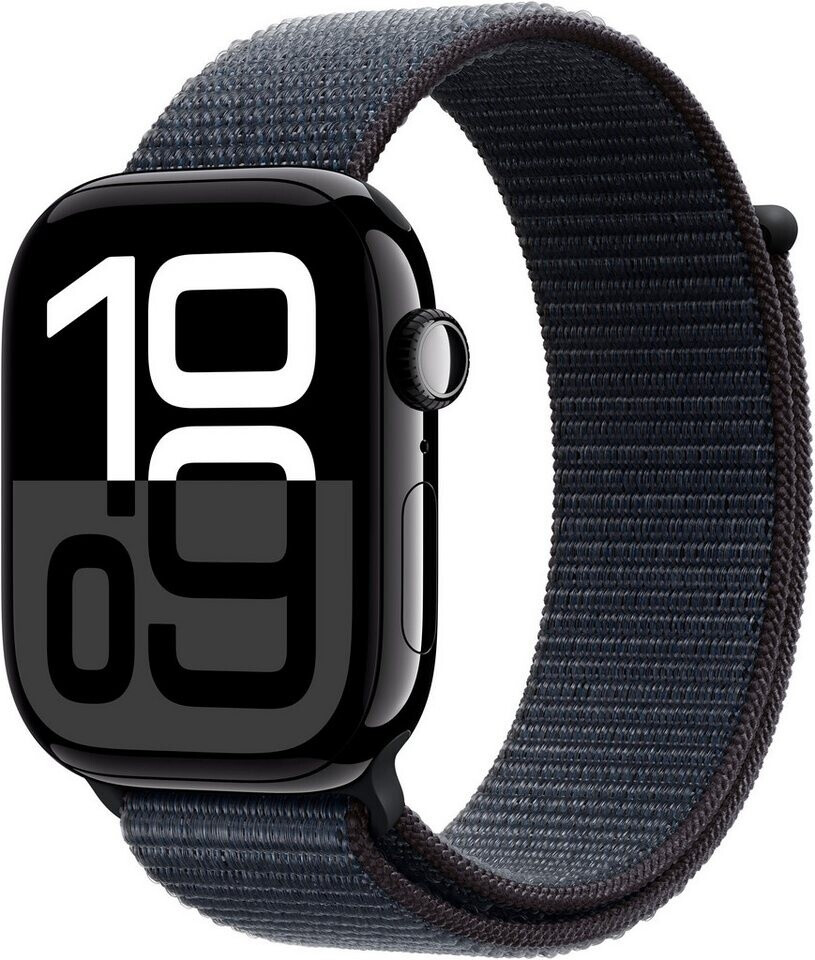 Apple Watch Series 10 GPS 46 mm Aluminium noir de jais Boucle Sport encre violette
