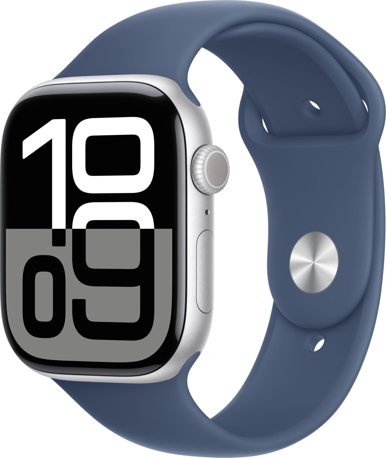 Apple Watch Series 10 GPS 46 mm Aluminium argent Bracelet Sport denim M/L
