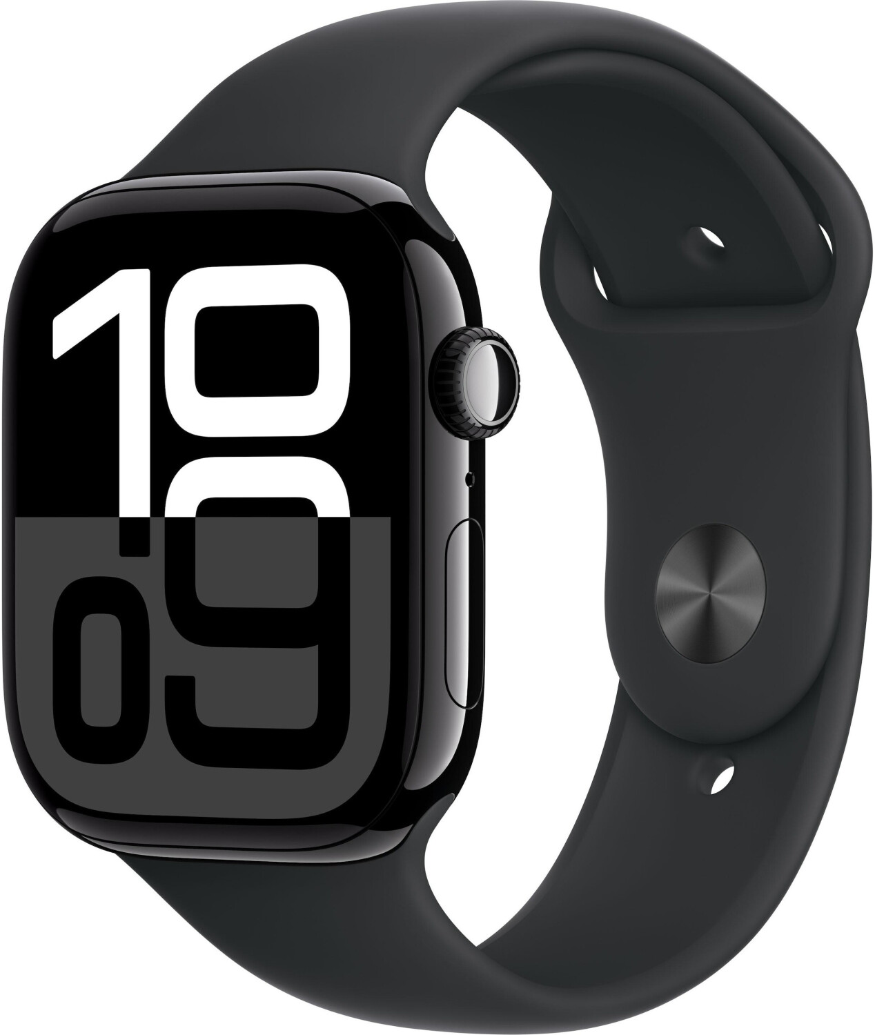 Apple Watch Series 10 GPS 46 mm Aluminium noir de jais Bracelet Sport noir S/M