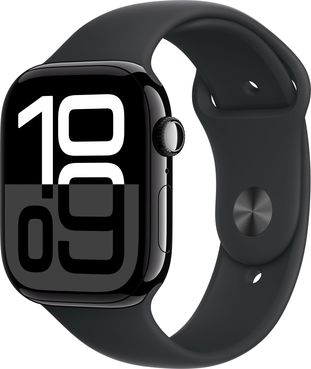 Apple Watch Series 10 GPS 46 mm Aluminium noir de jais Bracelet Sport noir M/L