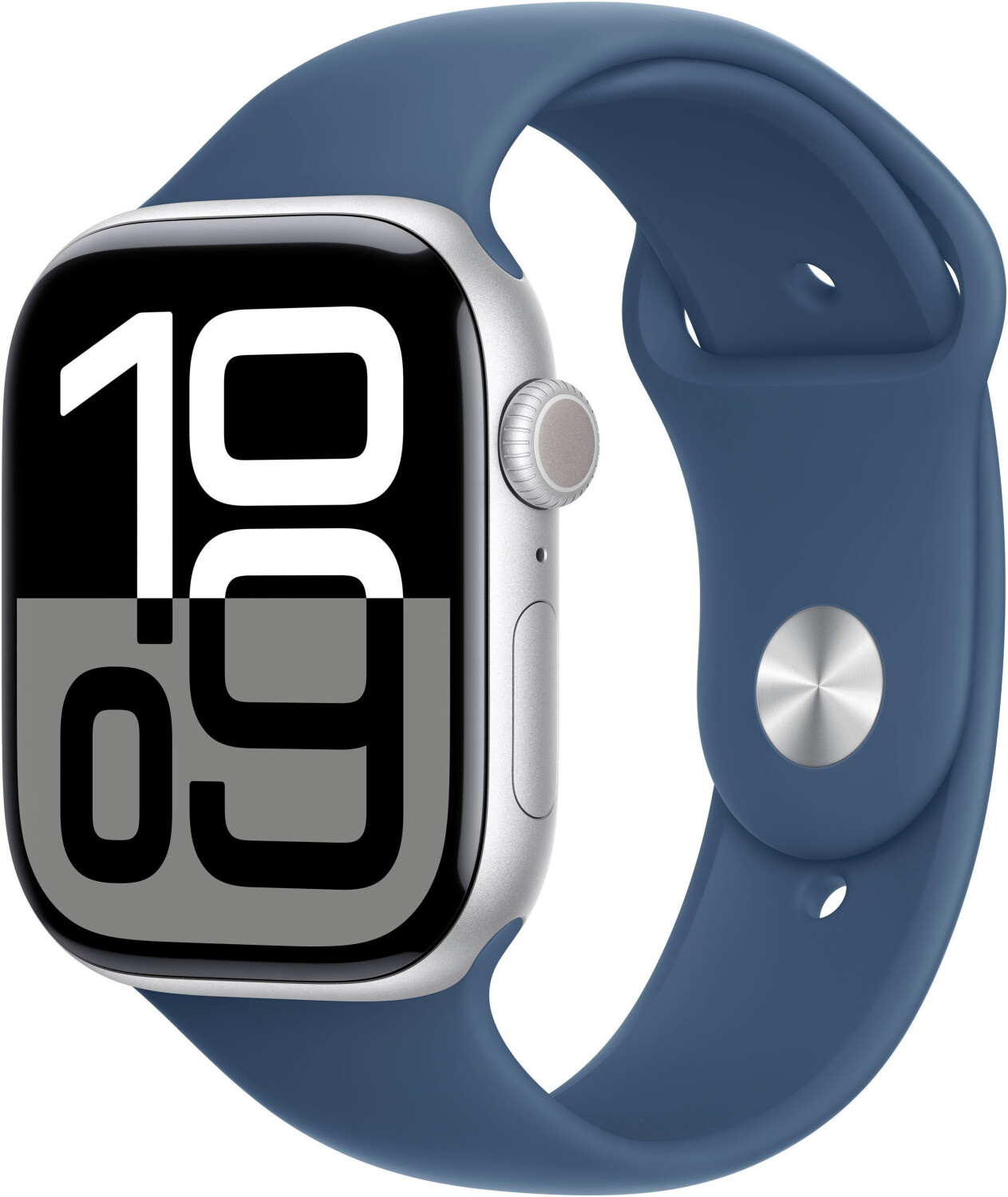 Apple Watch Series 10 GPS 46 mm Aluminium argent Bracelet Sport denim S/M